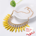 Ethnic Yellow Crystal Tassel Evening Dress Accessories Jewelry Necklace Gifts